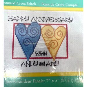 Janlynn Counted Cross Stitch Kit Happy Anniversary Design 7" x 5" Special Moment